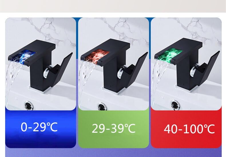 Grifo mezclador LED con cambio de color por flujo de agua y control térmico 4