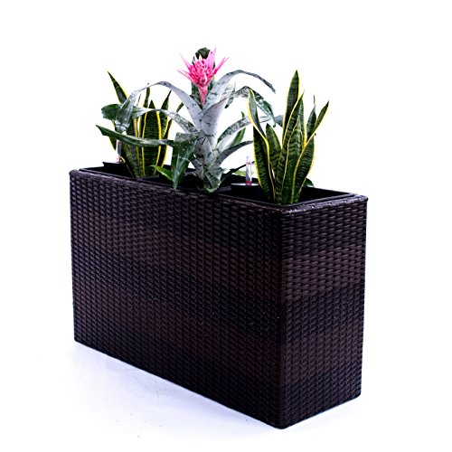 Preisvergleich Produktbild Pflanztopf Blumentopf Pflanzkasten Blumenkasten Polyrattan Rechteck LxBxH 82x30x50cm Coffee braun