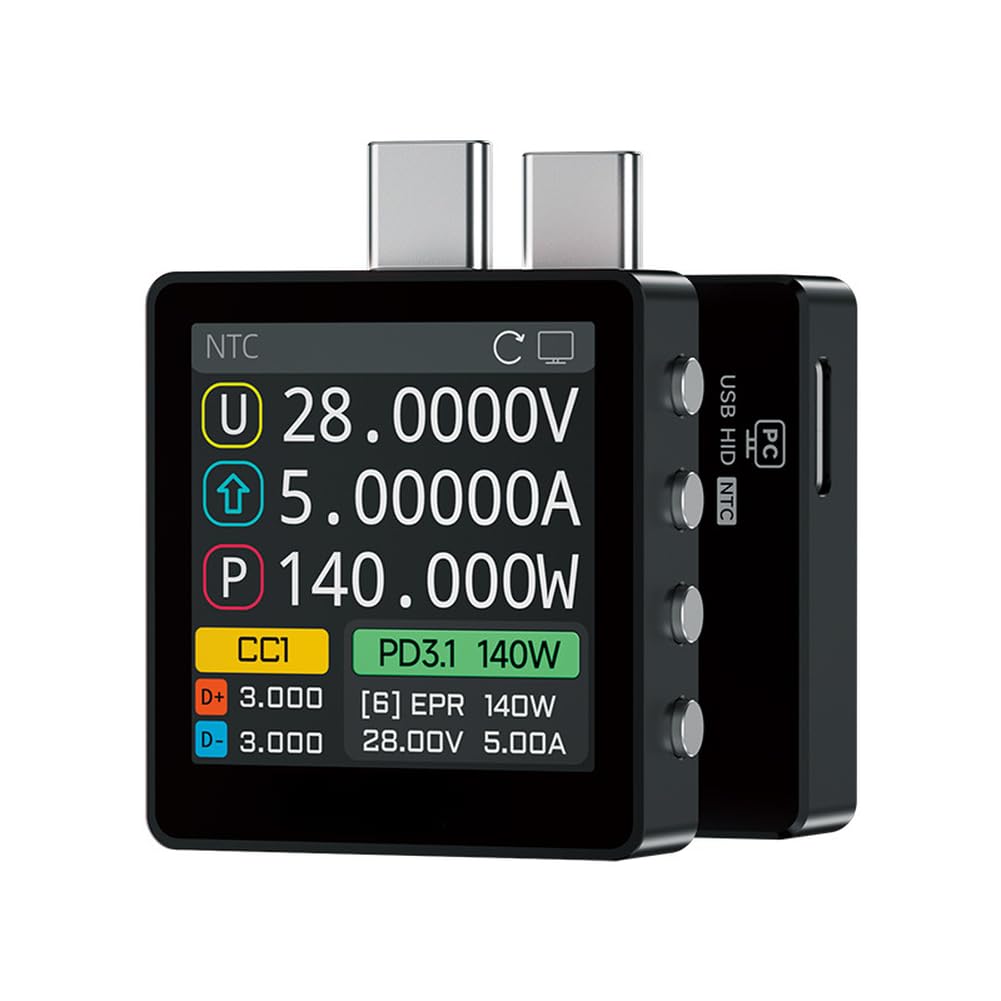 Analizador de potencia USB avanzado, 28 V PD3.1 EPR AVS, 0.0001 V