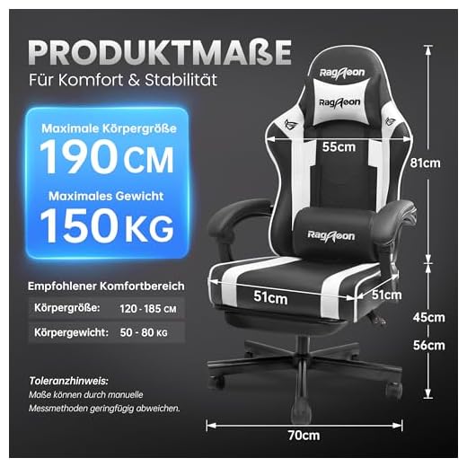 Ergonomischer Riftracer Gaming Stuhl Schwarz