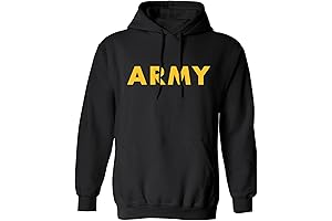 Black Army Hooded Sweatshirt with Gold Print