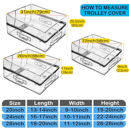Image of Storite Transparent Suitcase Cover Set for 20, 24 & 28 in Trolley | Durable Waterproof PVC Material Protects Luggage From Dust Scratches Scuffs And Everyday Wear During Travel