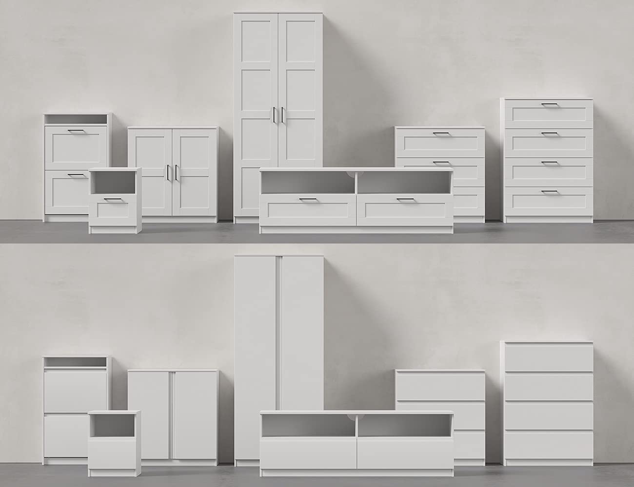 Iconico Home MIK Set 2 cassettoni sottoletto, Legno Composito, Bianco Opaco, 100,5x68x21 cm