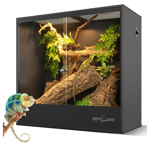 REPTIZOO 100 Gallon PVC Reptile Enclosure, 36x18x36 inch Extra Tall Large Reptile Tank, Chameleon Frog Gecko Lizard Arboreal Terrarium with Sliding Door & Screen Ventilation