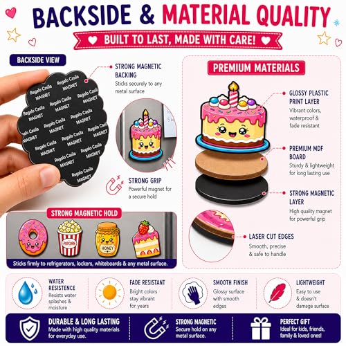 Image of Regalo Casila Cute Fridge Magnets Set of 10 Cartoon Dessert Magnets for Refrigerator Kitchen Decor Strong Magnetic PVC Fridge Stickers for Kids Home Office Gift Decorative Magnets
