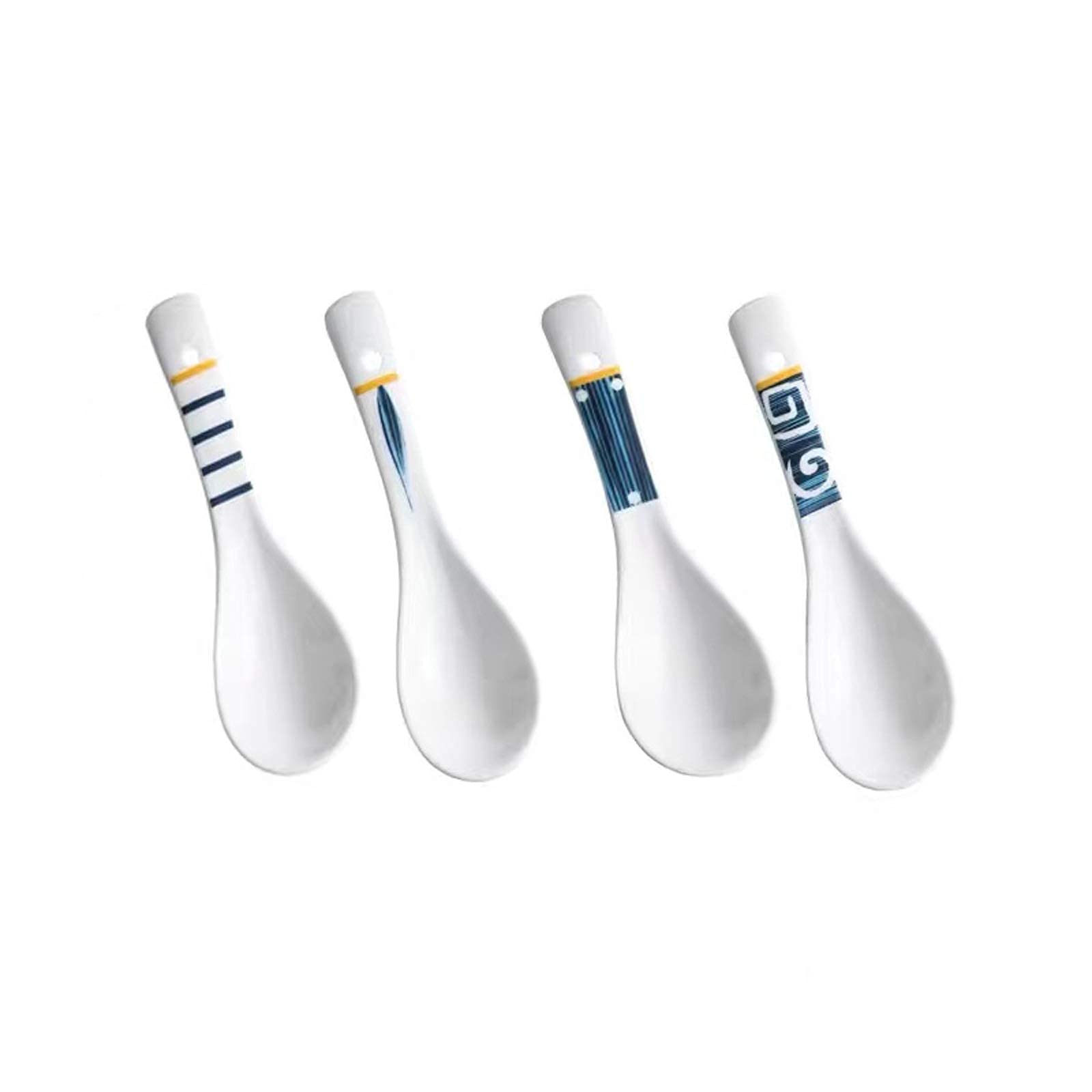 Qingyao - Juego de cucharas dulces, cuchara para beber, cuchara sopera, cuchara de cerámica, cuchara de arroz, vajilla creativa, cuchara/olla de sopa (color: D) (E)