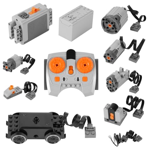 HOTUT Motor Power Function, 11-teiliges Elektrisch Spielzeug Motor, Technology Power Functions Set, mit Batteriebox, Kompatibel mit Technik Zug