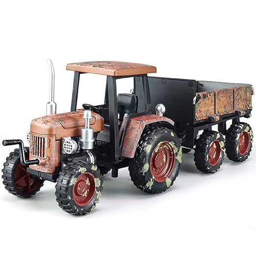 Cojuz Die-Cast Metal Farm Tractor Toy with Tipping Trailer for Kids – Realistic Farm Vehicle Model Playset for Boys and Girls 2