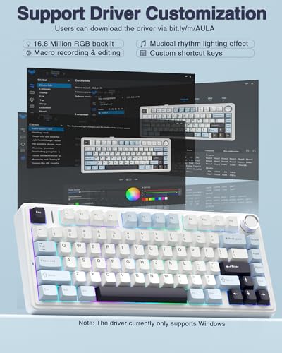 Image of (Refurbished) AULA F75 75% Wireless Mechanical Keyboard | Hot Swappable | Pre-lubed Linear Switches | RGB Backlit | 2.4GHz /Type-C /Bluetooth Gaming Keyboard (Ice Blue, Reaper Switch)