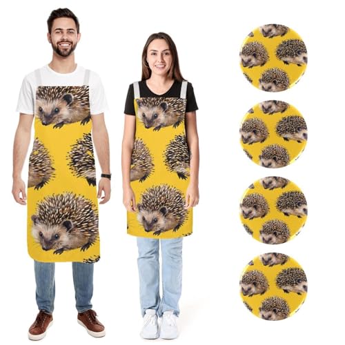 Tablier de cuisine réglable pour cuisiner en duo avec le motif hérisson