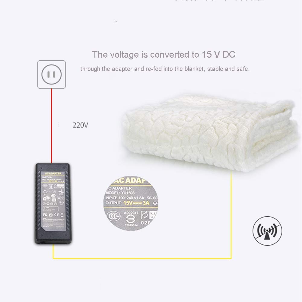 Coperta Elettrica Singola 75 X 130 cm Superficie Bianca Imitazione Interna in Pile + Cotone Ago + Tessuto Non Tessuto + Fibra Di Carbonio Coperta Rilievo Di Calore in Fibra Di Carbonio a Cin