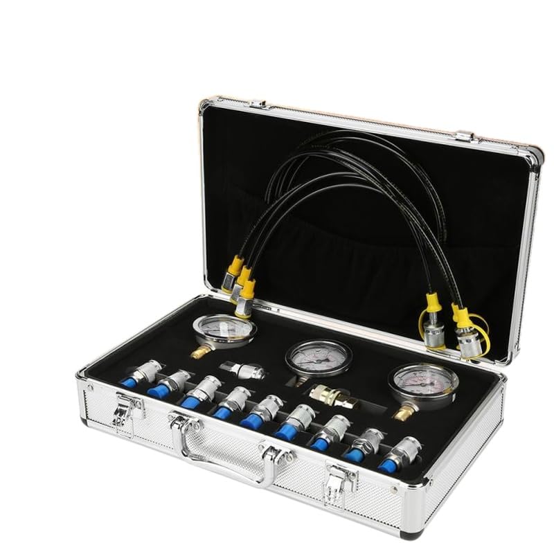 Excavator Hydraulic Pressure Test Kit with Testing Point Coupling and Gauge Professional Hydraulic Pressure Guage 1 Set