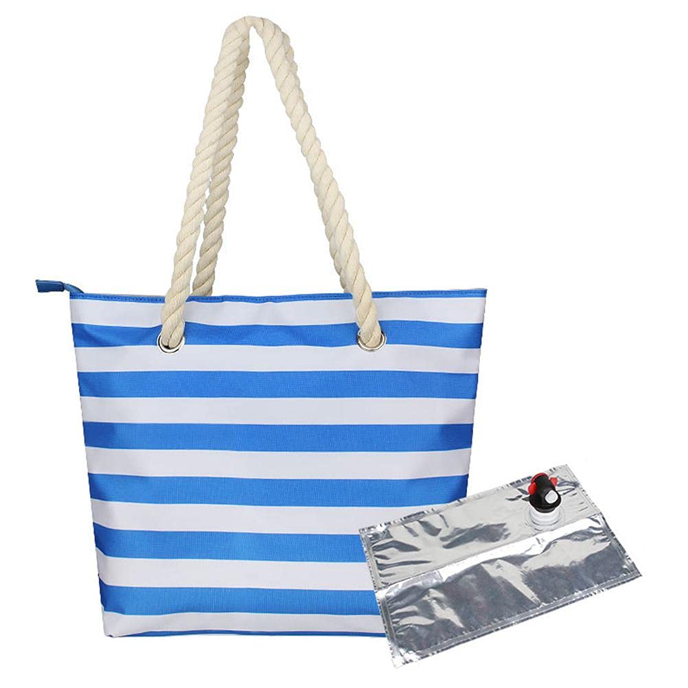 Fourre-Tout à vin de Plage, Sac de Plage Portable avec Sac d'isolation Thermique caché, Sac de Refroidisseur de vin, Cadeau Parfait pour Les Amateurs de vin, dégustation de vin, fête