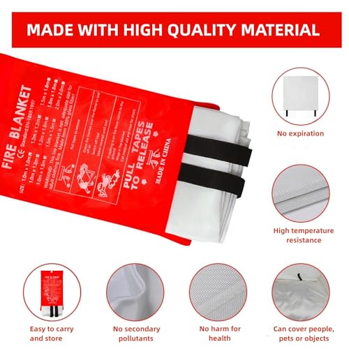 Image of Fiberglass Emergency Fire Blanket 4 Pack Fire Suppression Retardant Blanket Suppression Flame Fireproof Welding Fireplace,School,Stove,Grill,Camping,Car,Picnic,Caravan,Office,Warehouse Survival