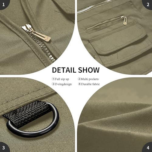 Image of AOTORR Men's Utility Fishing Vest Lightweight Outdoor Work Safari Travel Multi Pockets Waistcoat Jacket