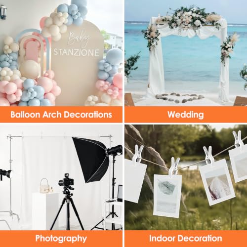 Image of Spring Clamps Heavy Duty, 6in Plastic Backdrop Clips, 6 Pack White | Strong Spring for Grip, Durable Lightweight Plastic, For Balloon Arch & Backdrop Stand Decor, Woodworking, Household Tools
