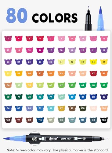 Feutre aquarelle double pointe 80 couleurs pour réussir vos projets de calligraphie