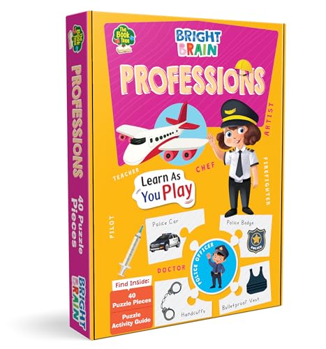 Image of The Book Tree Bright Brain Professions Puzzle - Discover & Match 40 Profession Pieces - Fun Educational Toy for Kids Age 3+ - Gift Box by Majestic Book Club