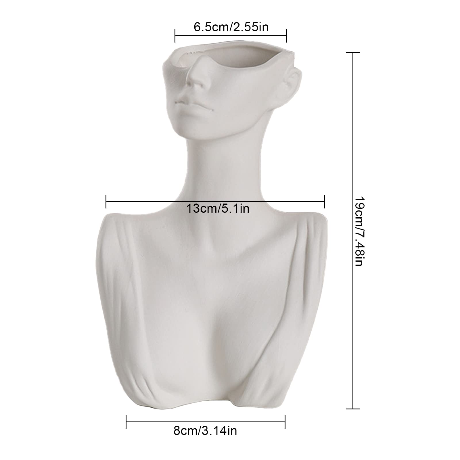 Vaso Decorativo In Ceramica A Forma Di Faccia Femminile - Moderno Per Tavolo O Scaffale - Foto 6