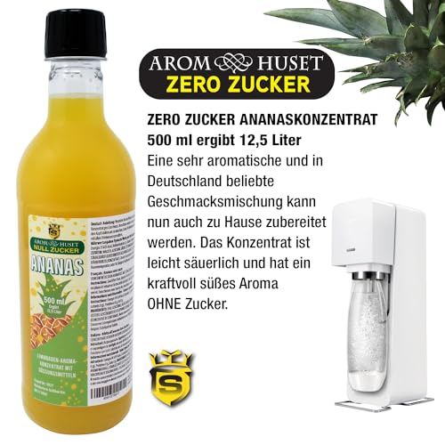 Zero Ananas Soda Konzentrat | 1 Flasche 500 ml ergibt 12,5 Liter | ohne Zucker | für Wassersprudler | Softdrink | Fertiggetränk | kalorienarm | ohne Konservierungsstoffe