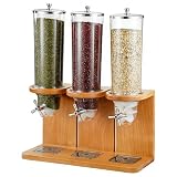 JSLJDM 3.2Gal Müslispender für die Arbeitsfläche, 3-facher Getreidespender, Aufbewahrung für Müsli, Cornflakes, Reis und Nüsse für Küche und Pantry 12L