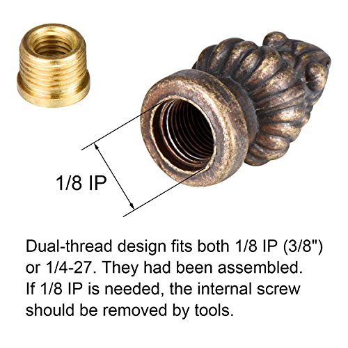 Image of Canomo 2 Packs Lamp Finial Cap Knob Lamp Decoration for Lamp Shade, Antique Brass, 1-3 /8 Inches (Small Size)