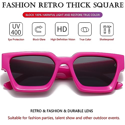 Image of AIEYEZO Square Sunglasses for Women Men Square Thick Frame Sun Glasses Simple Designer Style Shades