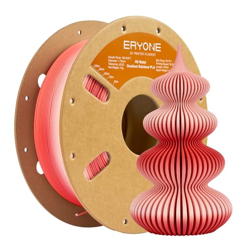 Image of ERYONE Matte Gradient Rainbow 3D Printer PLA Filament 1.75 + /- 0.03mm, HS Matte Multicolor High Speed Filament PLA 1KG(2.2LBS) Spool, Red Velvet(Red White)