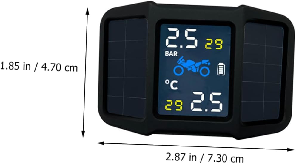 GANAZONO 1set Solar Tire Pressure Monitor for Motorcycles Real Data and Design Easy to Use Black