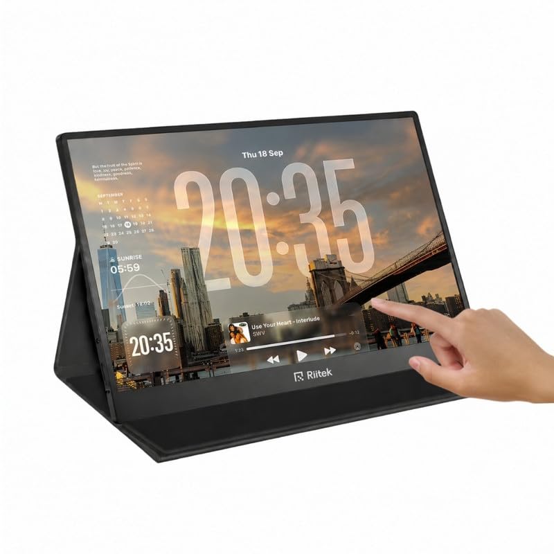 Riitek15.6 Inch Portable Touchscreen Monitor Full HD 1920x1080 IPS Display USB-C & Mini HDMI External Travel Monitor with Dual Speakers Slim Lightweight Screen with Protective Case for Laptop & Phone-image-20