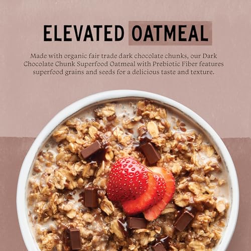 Image of Purely Elizabeth Superfood Oatmeal Cup with Prebiotic Fiber, Dark Chocolate Chunk, Vegan Friendly, Organic, Gluten Free & Non-GMO, 1.76 Ounce (Pack of 12)