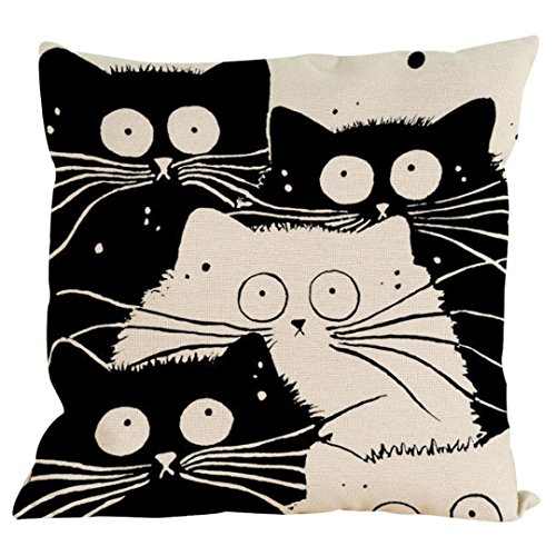 Usstore 1PC Decorative Pillowcases zip Square Cat Dog Cotton Print Throw Pillow Cover Cafe Home Decoration for Living Sofas Beds Room (G)