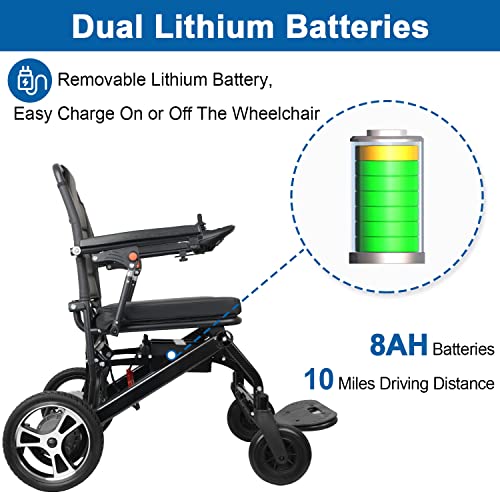 Broobey Lightweight Folding Electric Wheelchair Weight Only 48Lbs(With Battery), Portable Power Electric Wheelchair For Adults, Motorized Wheelchairs For Seniors Support 300Lbs #TOP3