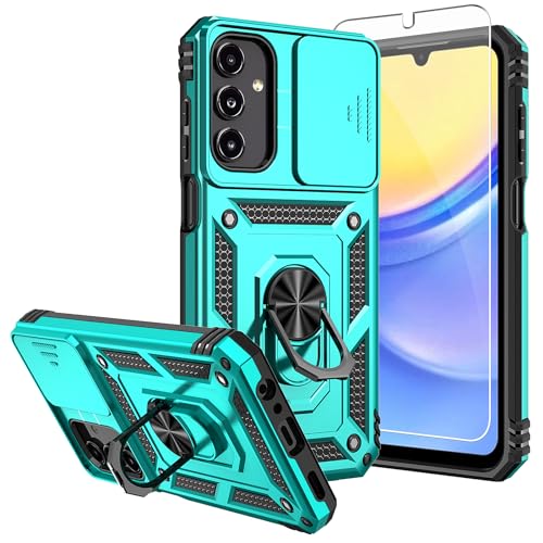 for Galaxy A15 5G Phone Case,Samsung Galaxy A15 5G Case,with Screen Protectors and Camera Cover,[Military Grade] 16ft.Drop Tested Cover with Magnetic Kickstand Protective Case for Galaxy A15 5G, Mint