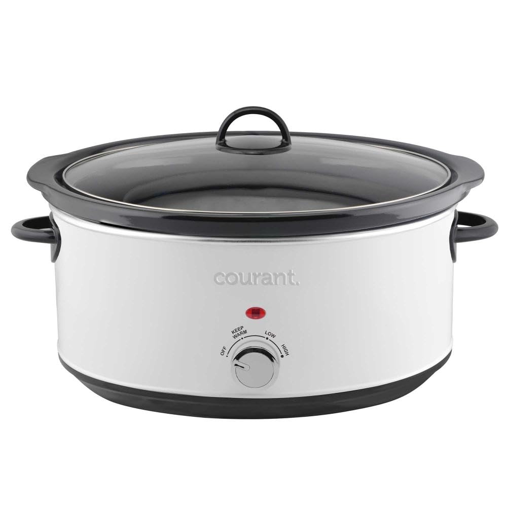 Courant 7-quart slow cooker Manual Oval Ceramic pot with Nonstick Coating and 3 Adjustable temps Dishwasher Safe Versatile