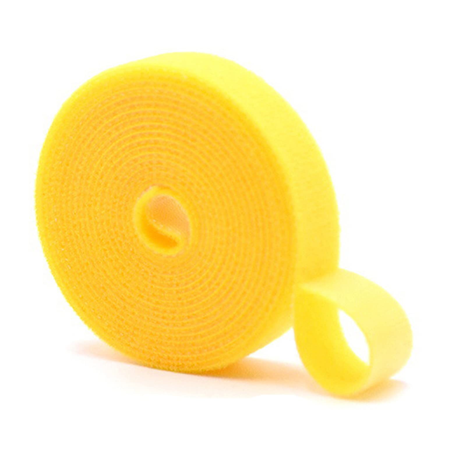 Tophomer Yellow 5M Fastening Tape Hook And Loop Straps Cable Ties For Cable Management, 1Cm Wide,