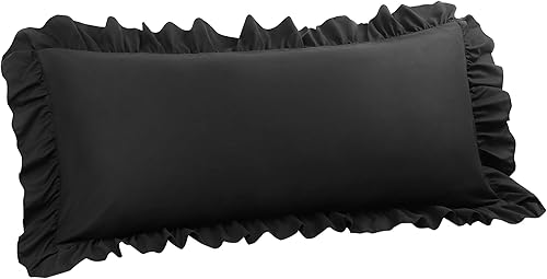 PiccoCasa Fundas de almohada con volantes cepillados, fundas de almohada suaves y transpirables con cierre de sobre, dobladillo de 4 pulgadas, funda