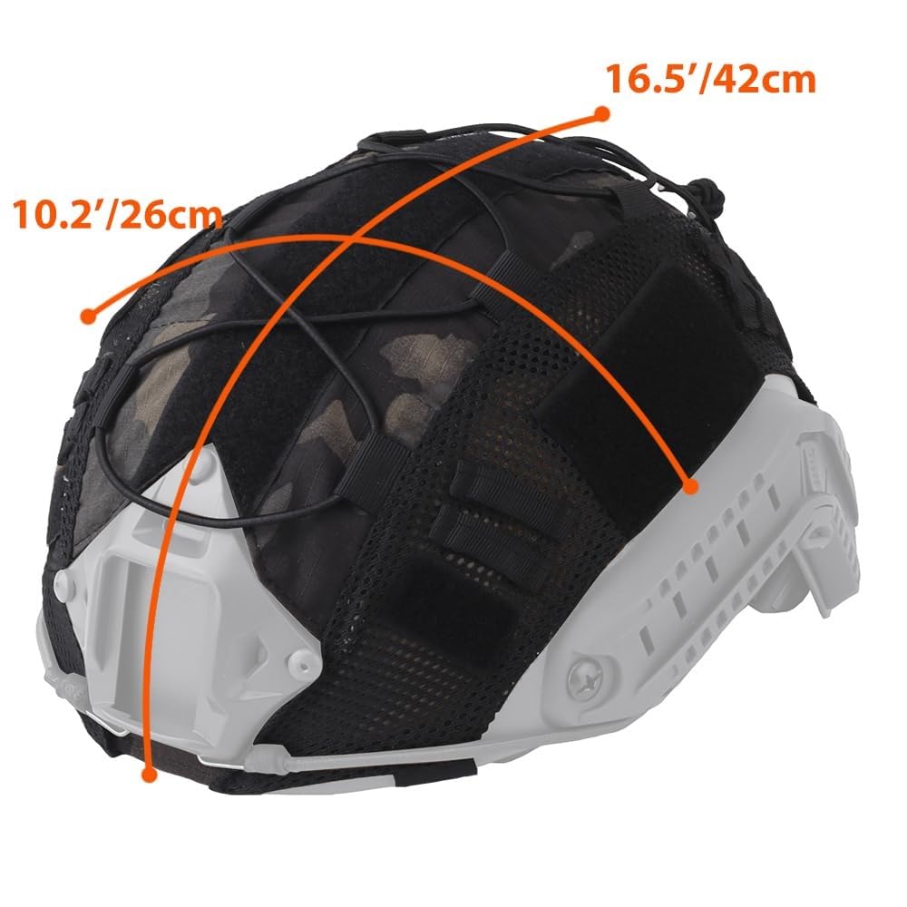 Juego De Casco Táctico Fast Airsoft con Orejeras, Tela Protectora, For Caza, CS, Paintball Y Equipo De Entrenamiento