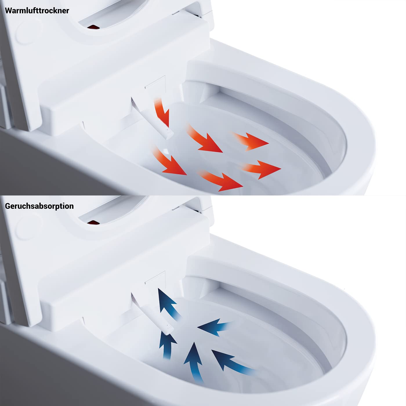 BERNSTEIN - Toilettes WC japonais suspendu lavant Cuvette Blanc + télécommande, siège chauffant, Jet douche & Stérilisateur, séchoir air chaud, filtre anti-odeurs, Abattant LED, 59x42x43cm - 540 PRO