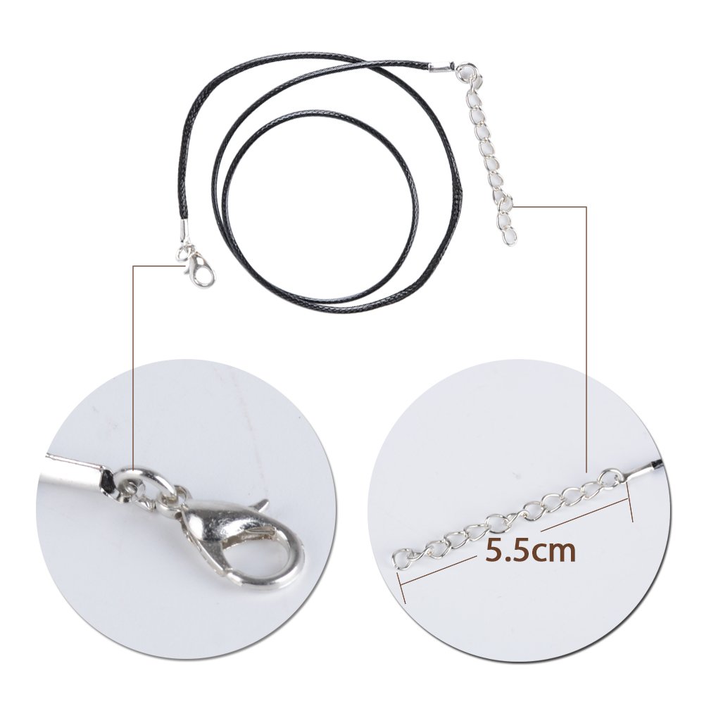 100 pz Cordoncino Cordino Laccio Catena Corda Laccetti per Gioielli Fai da Te Bracciale Collane (100 Nero)
