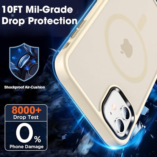 Image of MOCCA Magnetic Shockproof for iPhone 12 Case,Light Gold | Fits iPhone 12 /12 Pro | 10ft Drop | Compatible with MagSafe | Anti-Slip Matte | Raised Camera & Screen Lip | Ultra-Slim