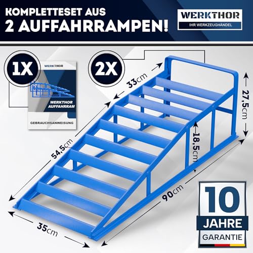 WERKTHOR Auffahrrampe PKW Metall - [2er Set] Auffahrrampen für maximalen Halt [
