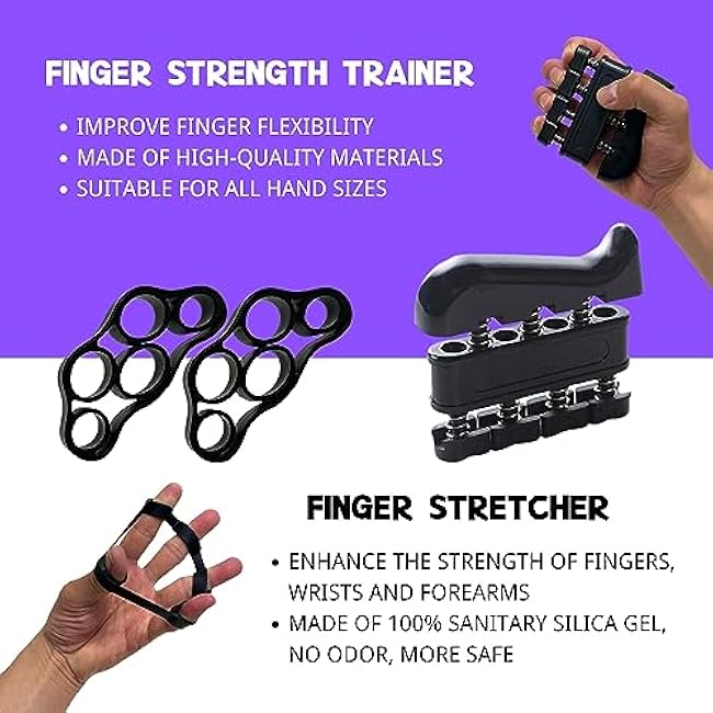 Hand Grip Strengthener Workout Kit (8 Pack) Forearm Grip Adjustable Resistance Hand Gripper, Finger Stretcher, Finger Exerciser, Grip Ring£¬Gyro Ball