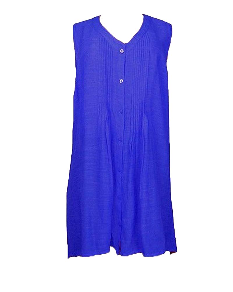 FyloLondon Women's Sharkbite Tuck Sleeveless Top (Small, Sapphire)