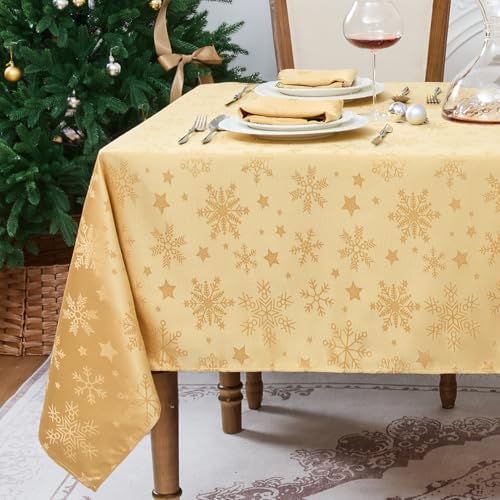 Romanstile Weihnachten Tischdecke 140 x 240 cm Gold abwaschbar &...