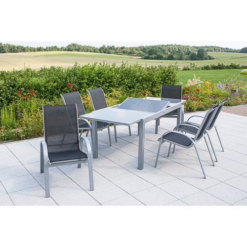 Preisvergleich Produktbild MERXX Gartenmöbel-Set Amalfi, silber / anthrazit 7 tlg.