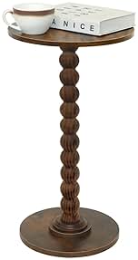 Round Side Table, Small Drink Table for Small Spaces, Modern Accent Nightstand with Solid Wood Leg for Living Room, Bedroom, Corners, and Office (Rustic Brown)