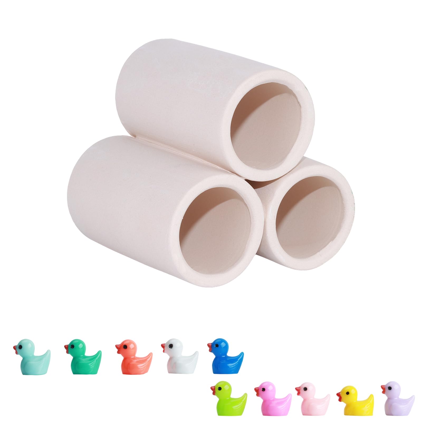 MC MEICHUANG Ceramic Shrimp Shelter, 3-Tube Aquarium Hiding Cave for Breeding Spawning & Rest