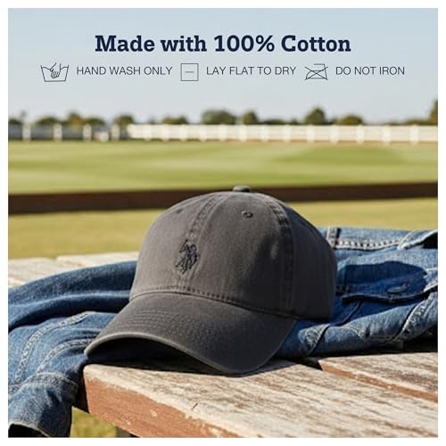 Image of U.S. Polo Assn. Baseball Cap, 100% Cotton Adjustable Dad Hat with Small Pony Logo