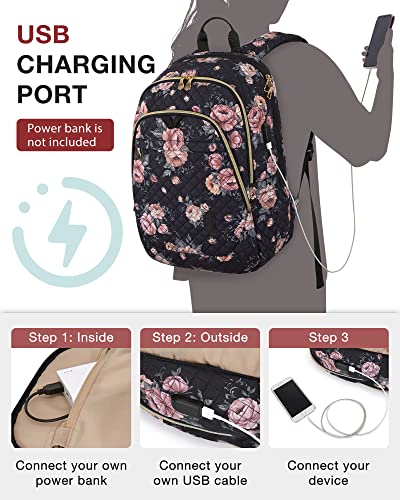 Bagsmart Travel Laptop Backpack Women, 15.6 Inch Anti Theft Laptop Backpack With Usb Charging Port Water Resistant Casual Daypack College Bookbags Computer Backpack For Work, Pink Rose #TOP2